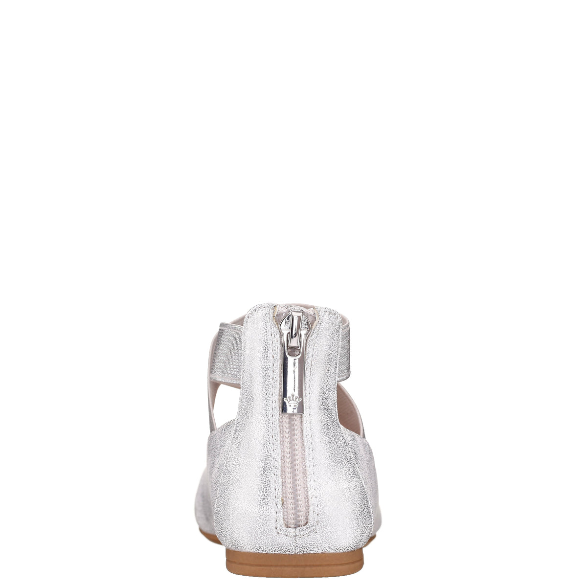 Girls Marissa Silver zip back ballet flats | Nina Shoes
