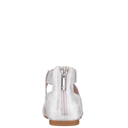 Girls Marissa Silver zip back ballet flats | Nina Shoes