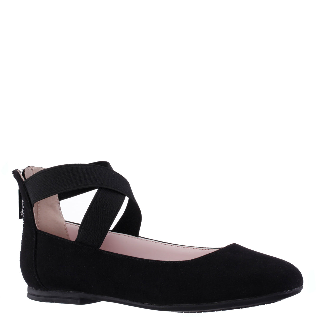 Girls Marissa Black Zip Back Ballet Flats | Nina Shoes