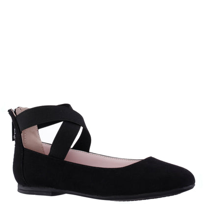 Girls Marissa Black Zip Back Ballet Flats | Nina Shoes