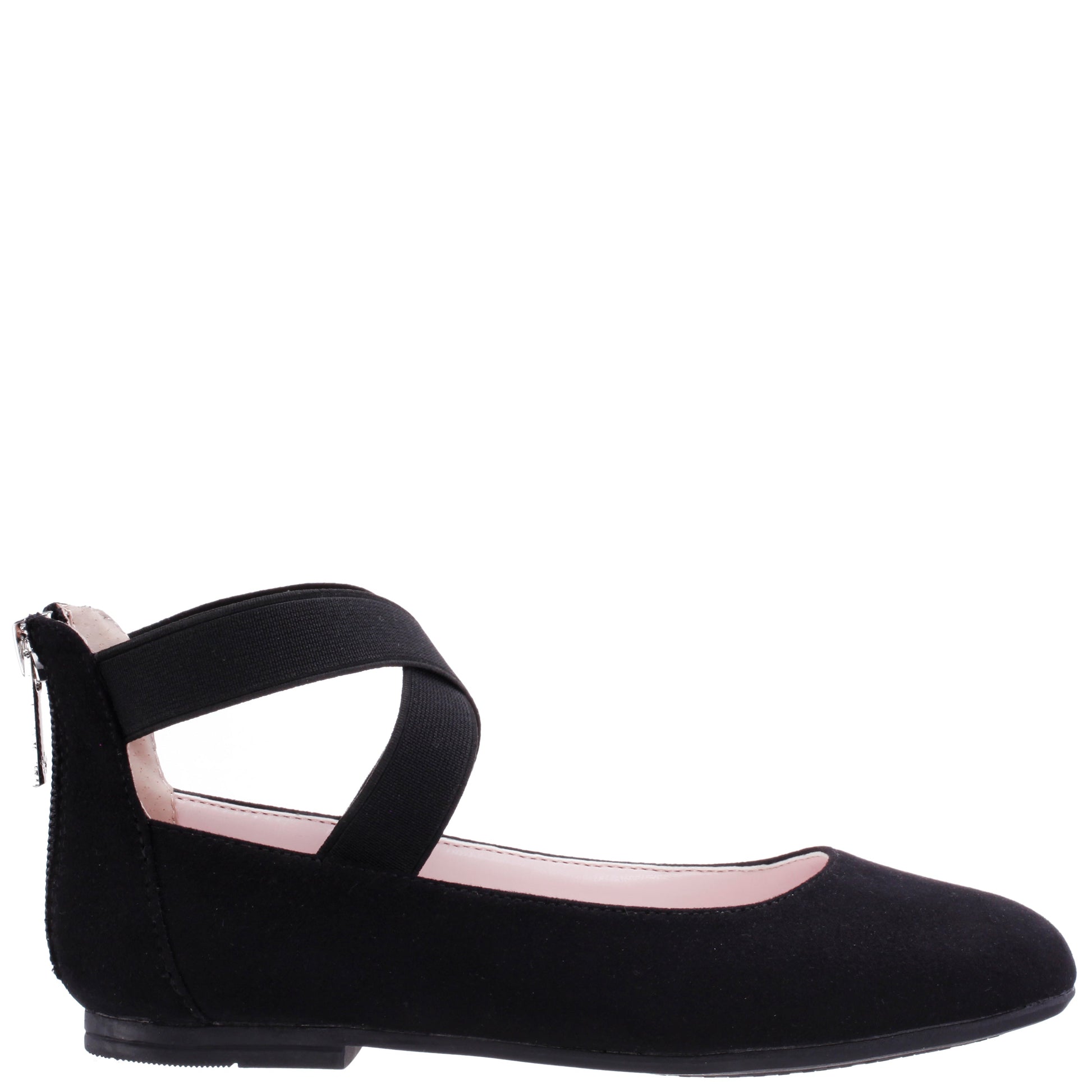 Girls Marissa Black Zip Back Ballet Flats | Nina Shoes