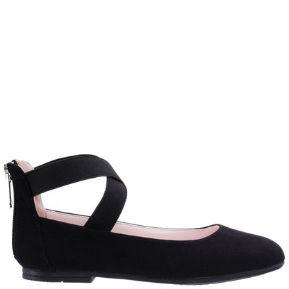 Girls Marissa Black Zip Back Ballet Flats | Nina Shoes