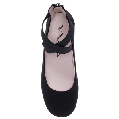 Girls Marissa Black Zip Back Ballet Flats | Nina Shoes