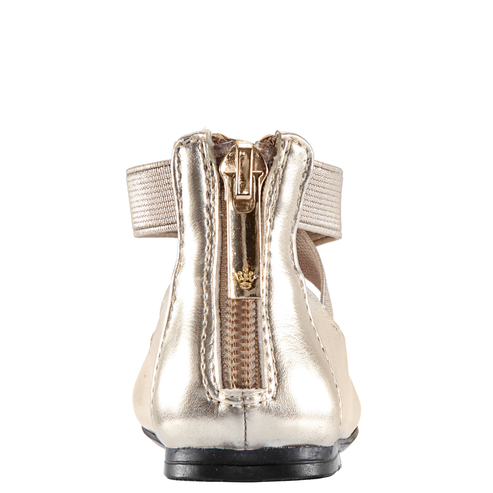Girls Marissa platino metallic zip back ballet flats | Nina Shoes