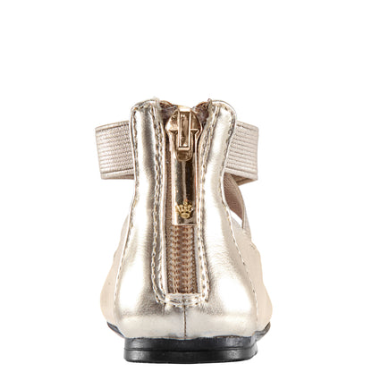 Girls Marissa platino metallic zip back ballet flats | Nina Shoes