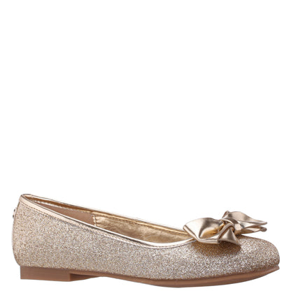 Girls Rose Gold Glitter Ballet Flats | Nina Shoes