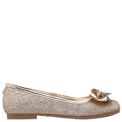 Girls Rose Gold Glitter Ballet Flats | Nina Shoes