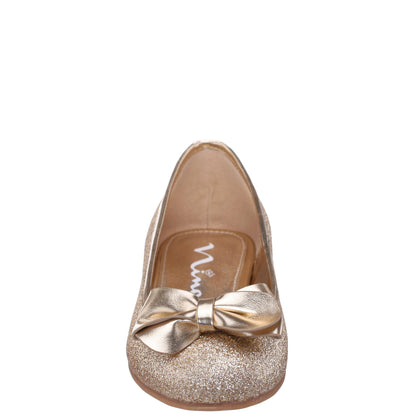 Girls Rose Gold Glitter Ballet Flats | Nina Shoes