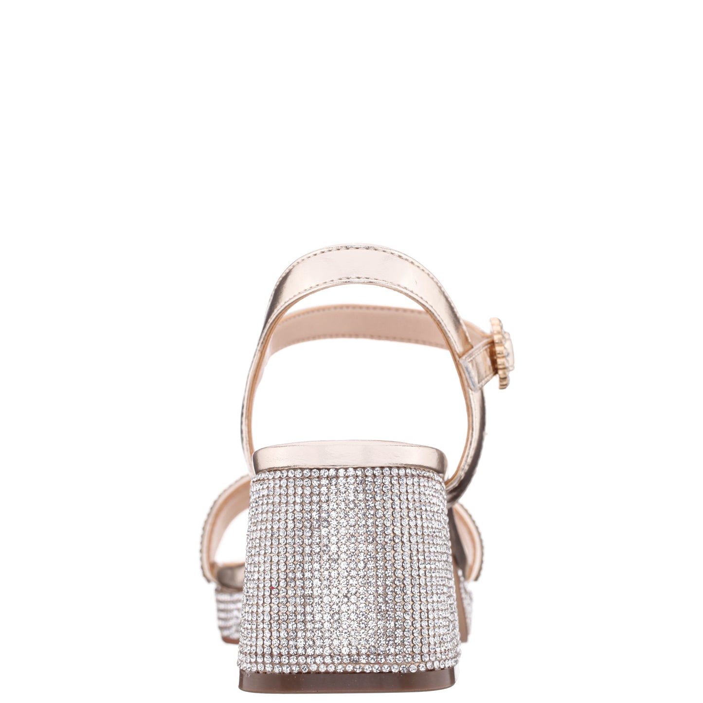 Girls Marysol Light Gold Metallic Rhinestone Platform Dress Sandals | Nina Shoes