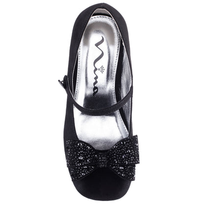 Girls Nole Black Suede Mary Jane Pumps | Nina Shoes