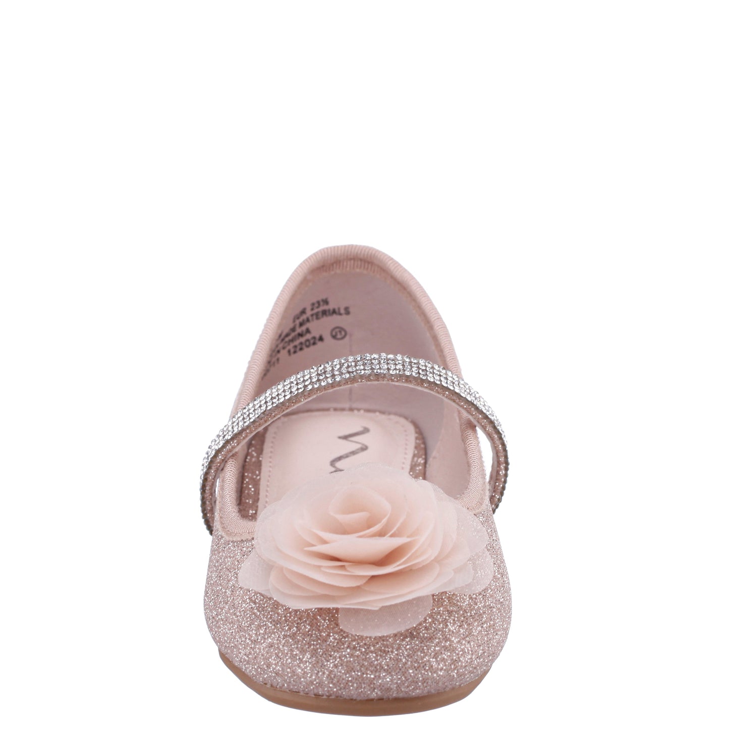 Girls Jory Beige Shimmer Flower Ballet Flats | Nina Shoes
