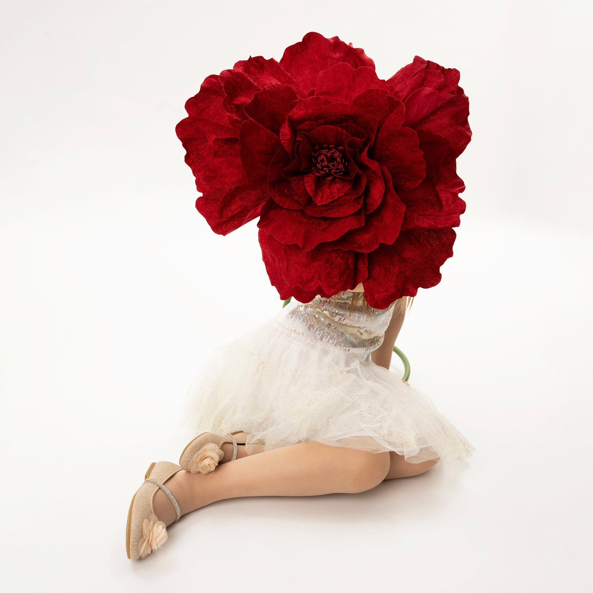 Girls Jory Beige Shimmer Flower Ballet Flats | Nina Shoes