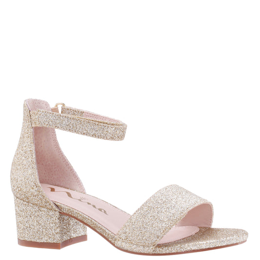 Girls Rejina Gold Glitter Adjustable Dress Sandals | Nina Shoes