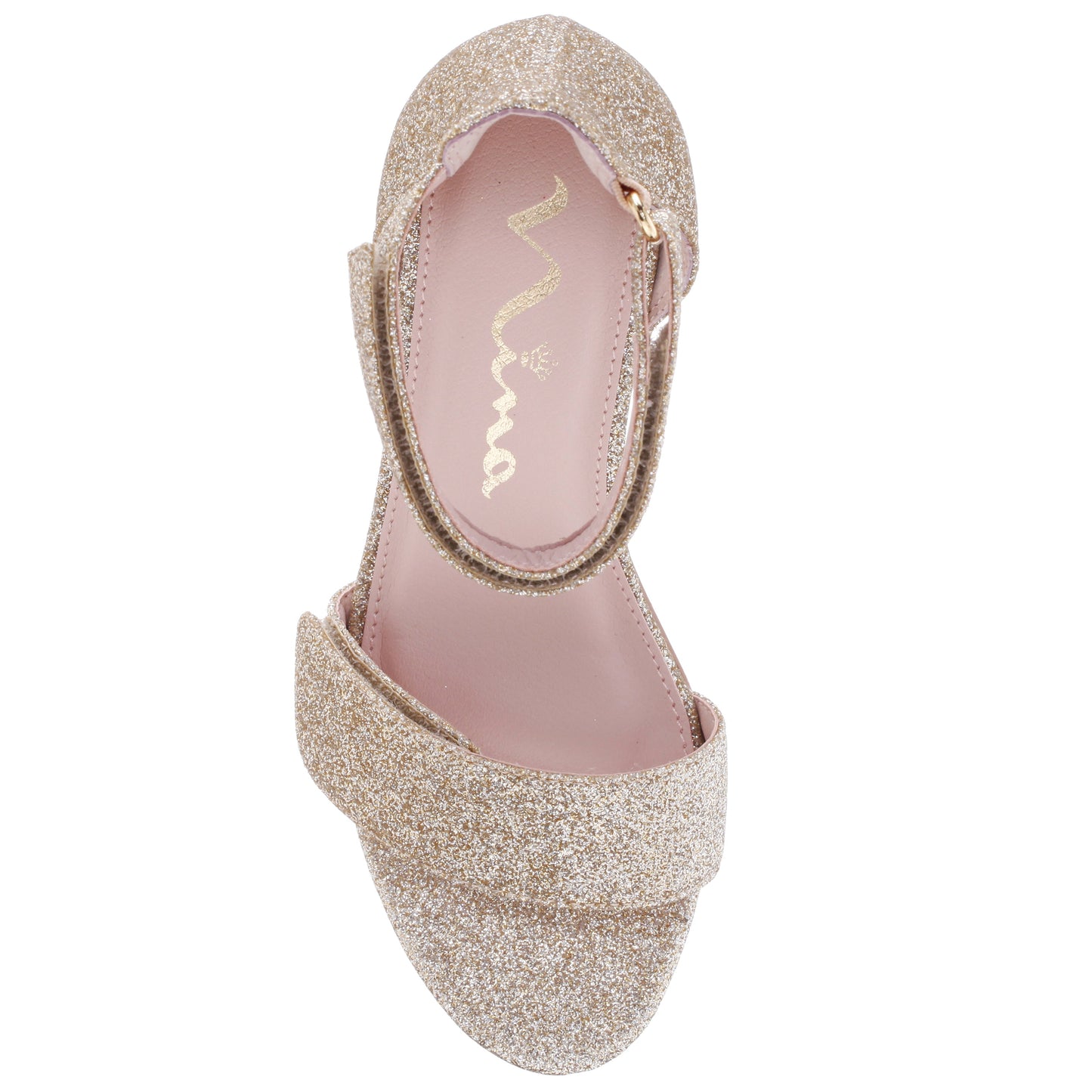 Girls Rejina Gold Glitter Adjustable Dress Sandals | Nina Shoes