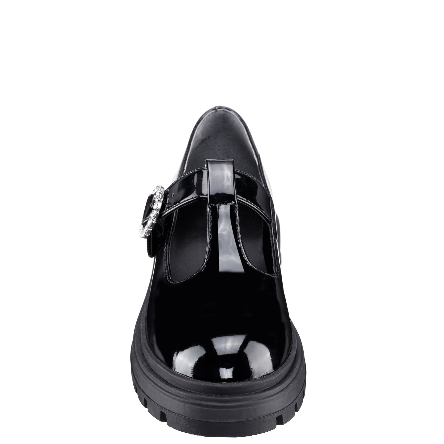 Girls Stassi Black Patent T-strap school shoe | Nina Shoes