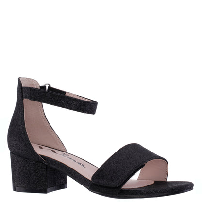 Girls Rejina Black Glitter Adjustable Dress Sandals | Nina Shoes