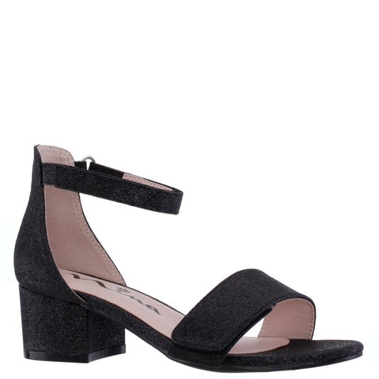 Girls Rejina Black Glitter Adjustable Dress Sandals | Nina Shoes