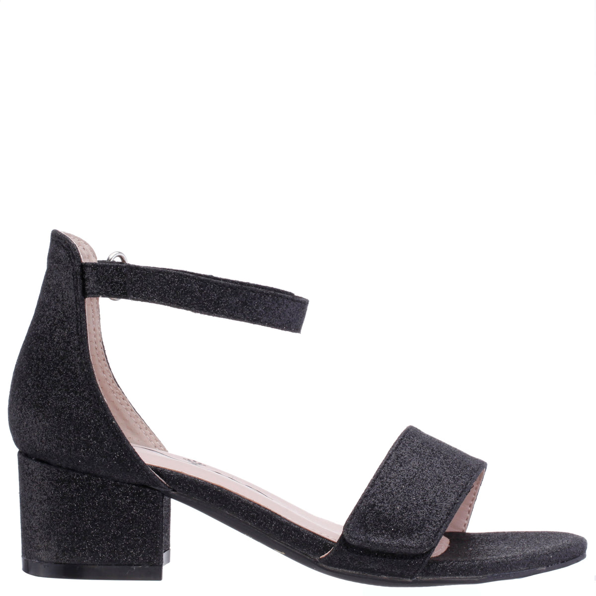 Girls Rejina Black Glitter Adjustable Dress Sandals | Nina Shoes