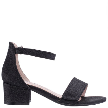 Girls Rejina Black Glitter Adjustable Dress Sandals | Nina Shoes
