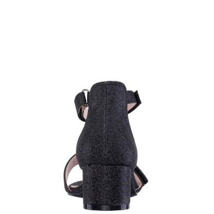 Girls Rejina Black Glitter Adjustable Dress Sandals | Nina Shoes