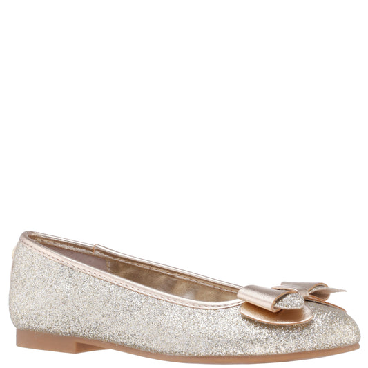 Girls Kenzee Platino Glitter Ballet Flats | Nina Shoes