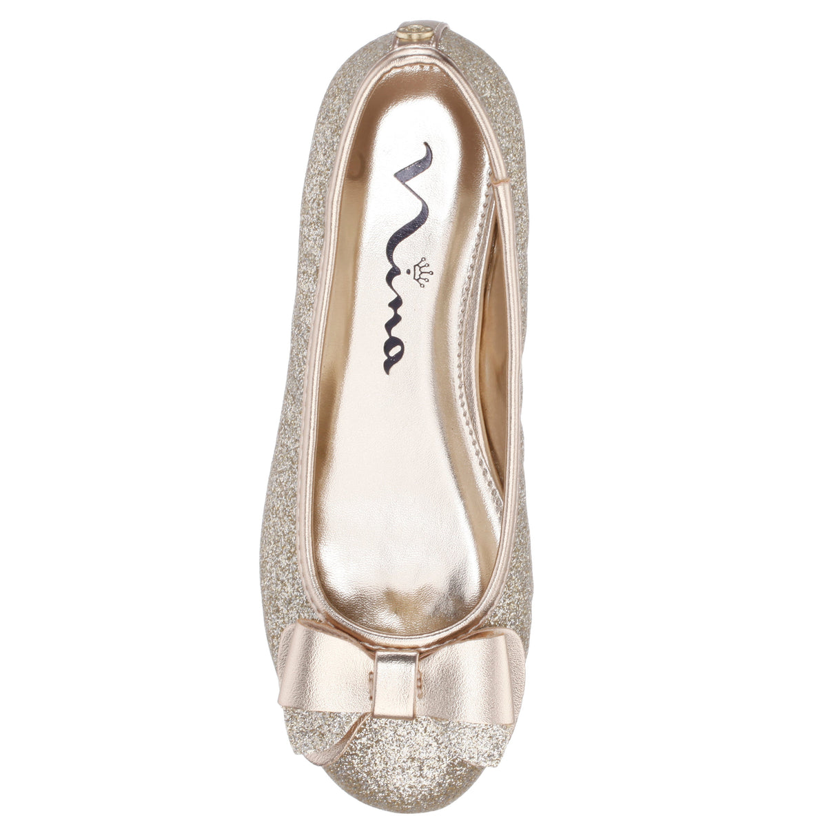 Girls Kenzee Platino Glitter Ballet Flats | Nina Shoes