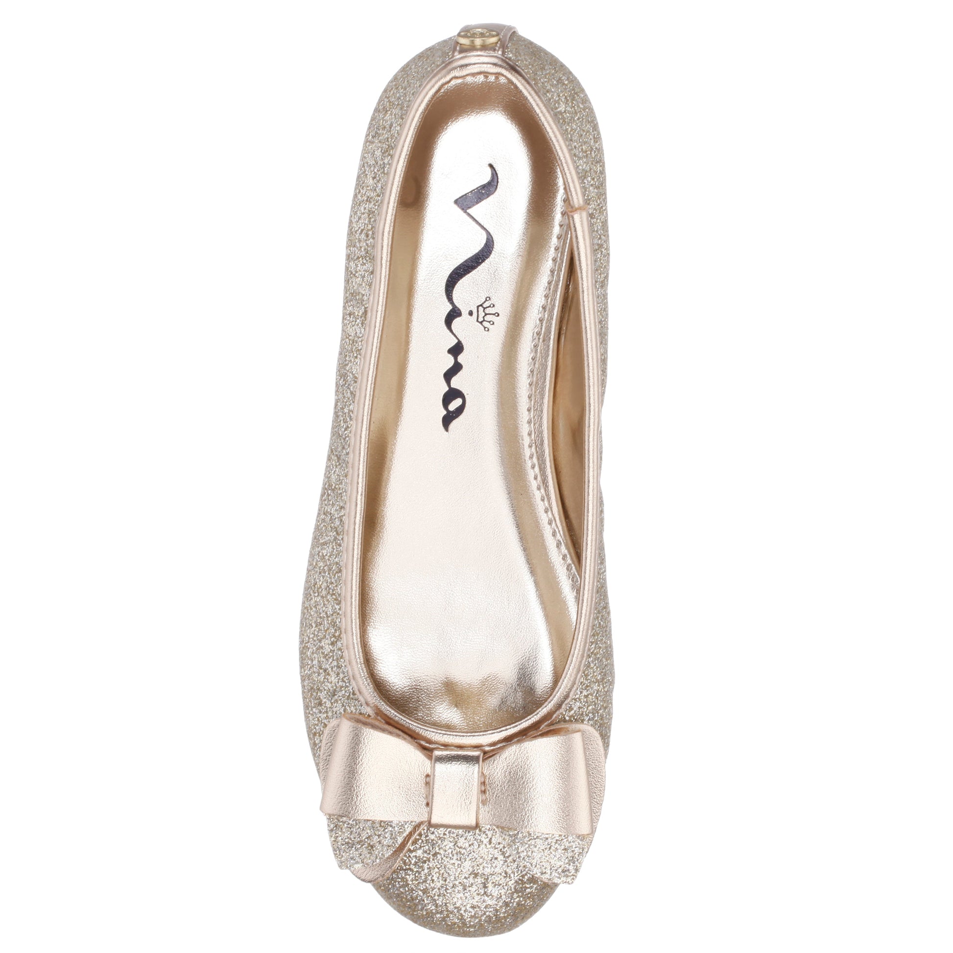 Girls Kenzee Platino Glitter Ballet Flats | Nina Shoes
