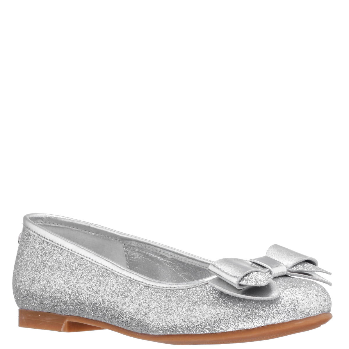 Girls Kenzee Silver Glitter Ballet Flats | Nina Shoes