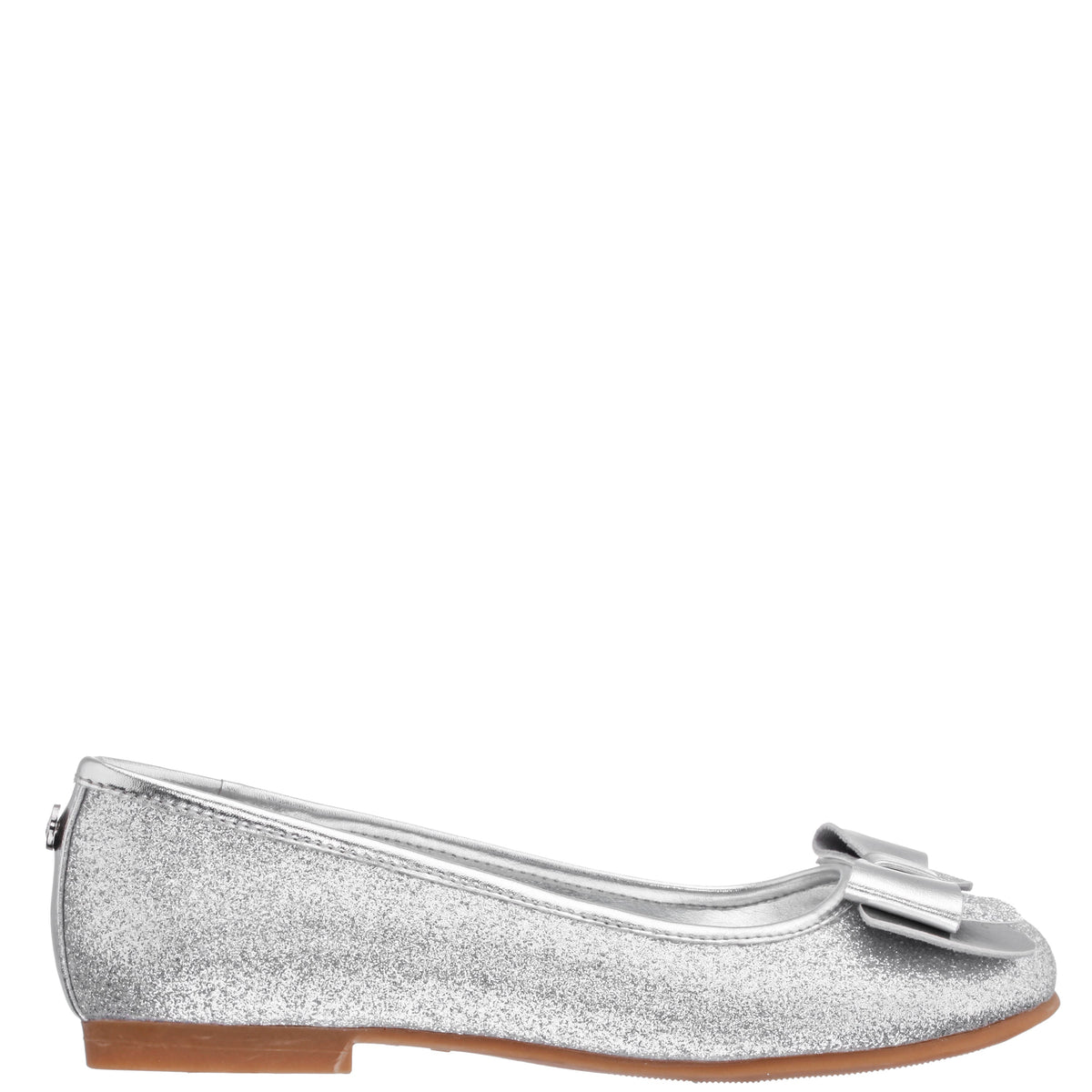 Girls Kenzee Silver Glitter Ballet Flats | Nina Shoes