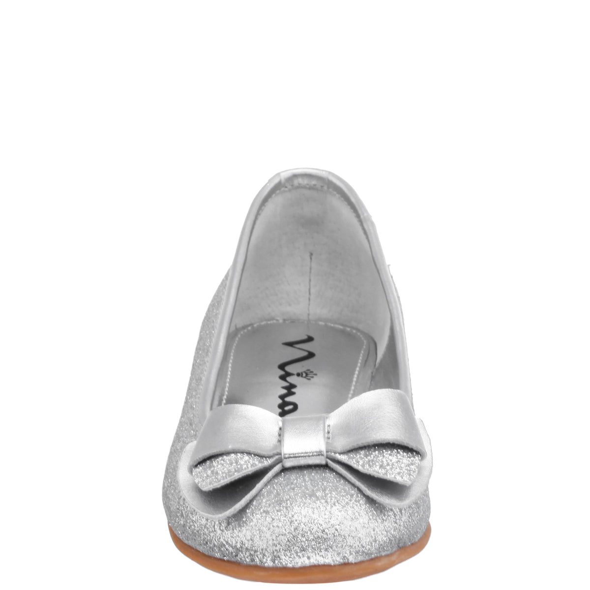Girls Kenzee Silver Glitter Ballet Flats | Nina Shoes