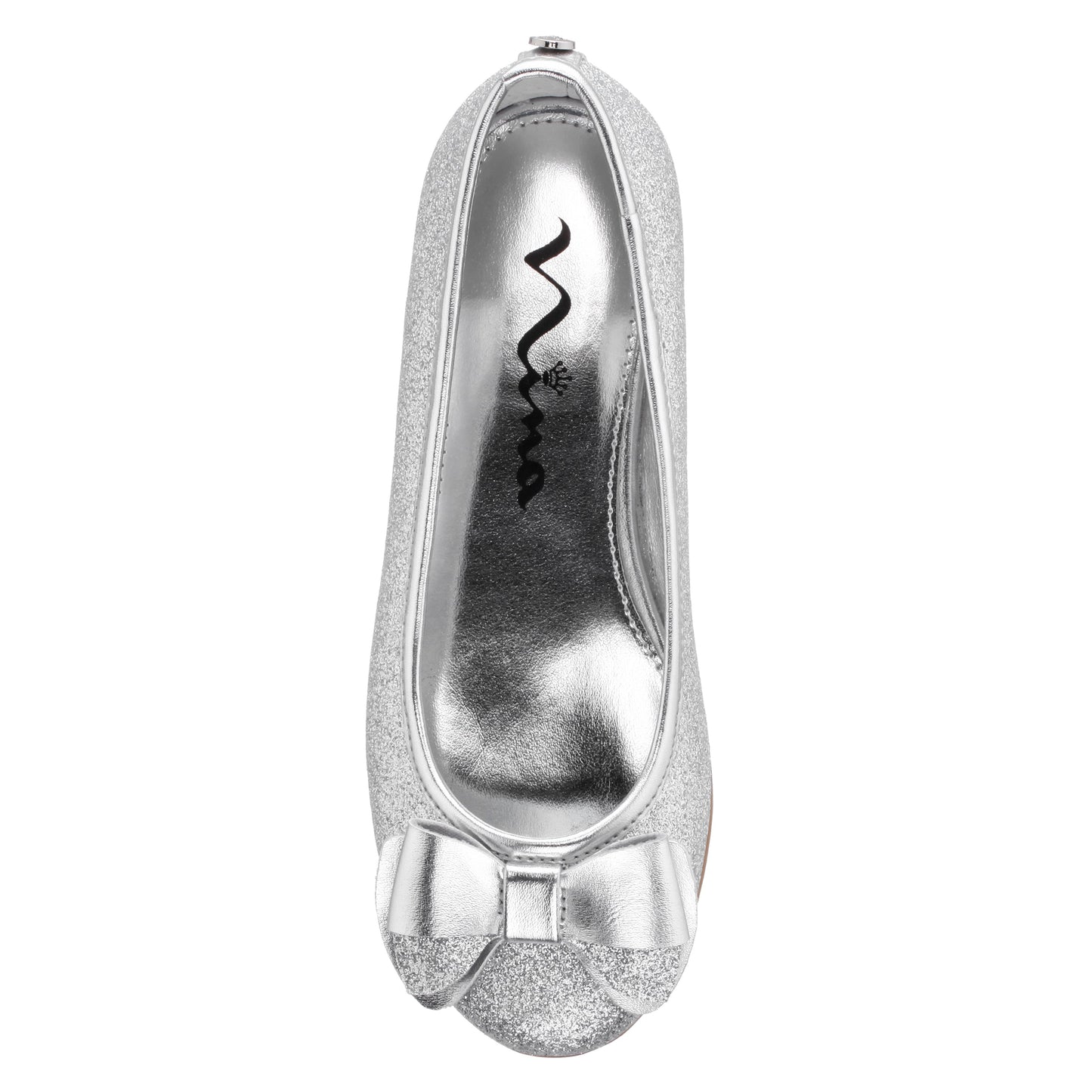 Girls Kenzee Silver Glitter Ballet Flats | Nina Shoes