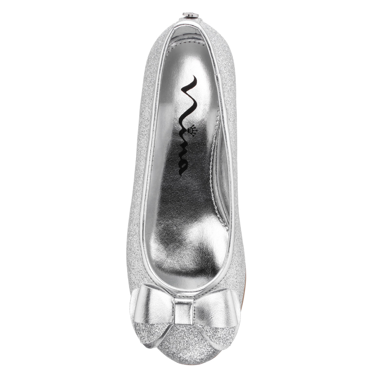 Girls Kenzee Silver Glitter Ballet Flats | Nina Shoes
