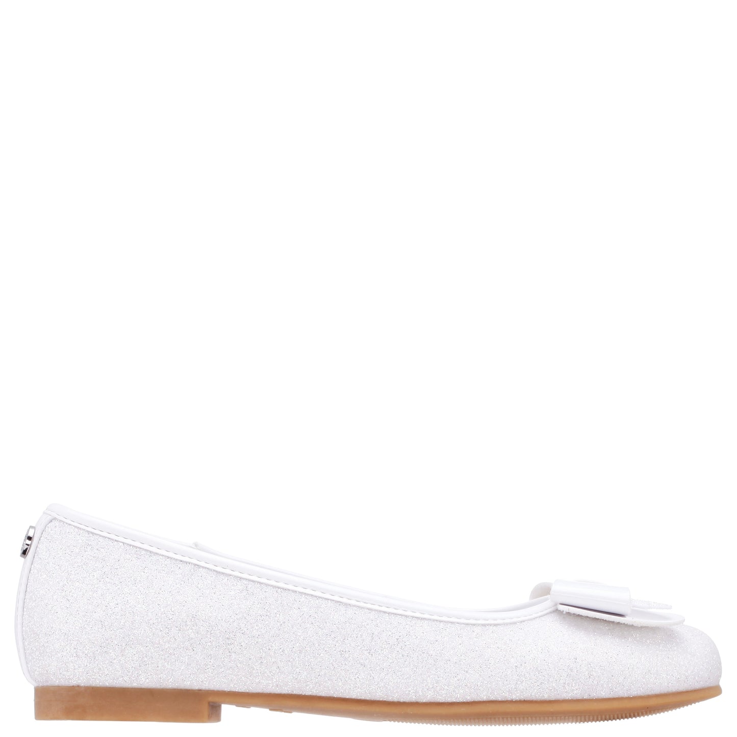 Girls Kenzee White Glitter Ballet Flats | Nina Shoes