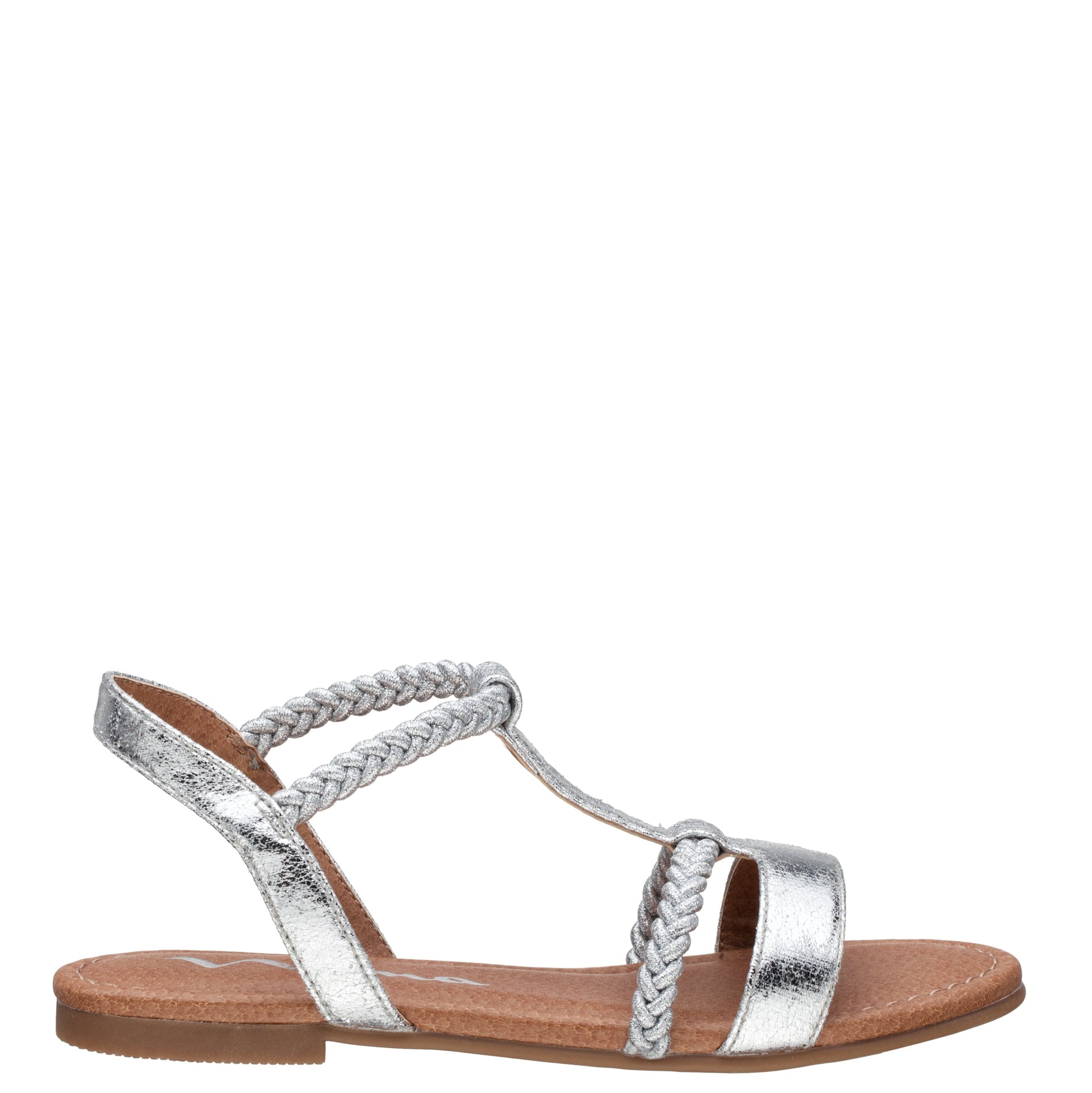 Girls Burnadet Silver Braided Elastic Strap Sandals | Nina Shoes