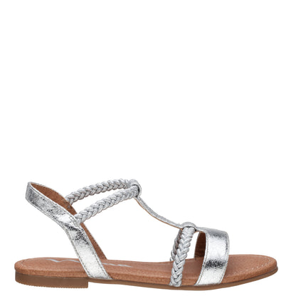Girls Burnadet Silver Braided Elastic Strap Sandals | Nina Shoes