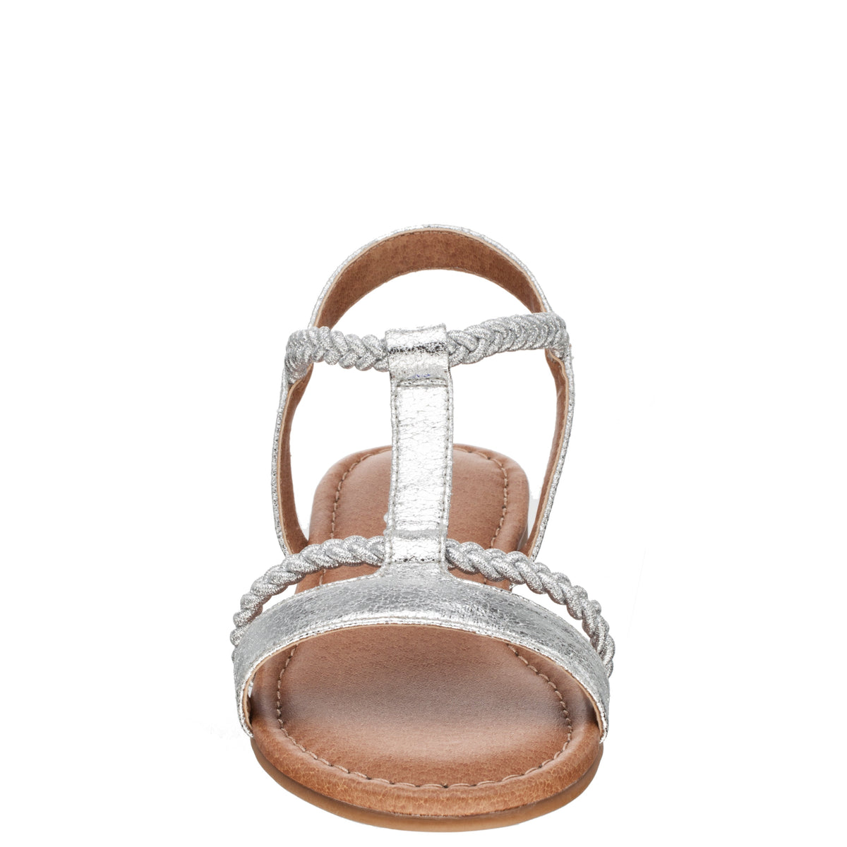 Girls Burnadet Silver Braided Elastic Strap Sandals | Nina Shoes