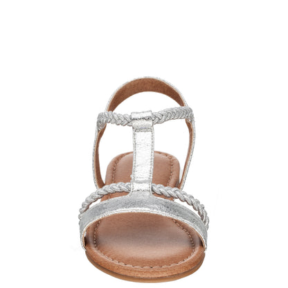 Girls Burnadet Silver Braided Elastic Strap Sandals | Nina Shoes