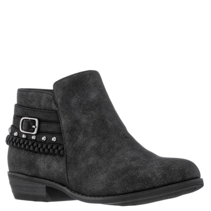 Girls Kassie Black Shimmer Inside Zip Ankle Boots | Nina Shoes