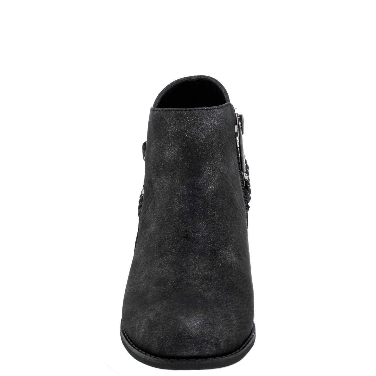 Girls Kassie Black Shimmer Inside Zip Ankle Boots | Nina Shoes