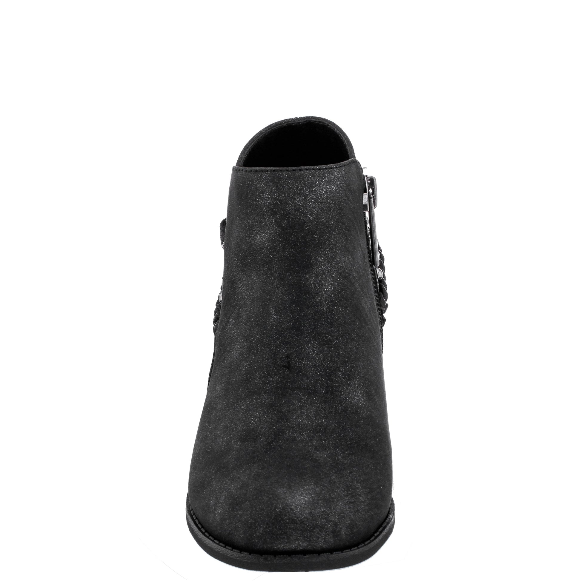 Girls Kassie Black Shimmer Inside Zip Ankle Boots | Nina Shoes
