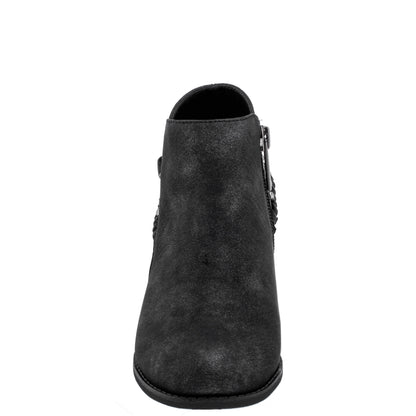 Girls Kassie Black Shimmer Inside Zip Ankle Boots | Nina Shoes