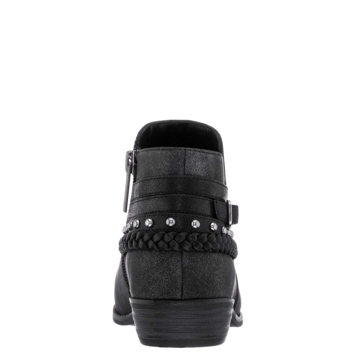 Girls Kassie Black Shimmer Inside Zip Ankle Boots | Nina Shoes