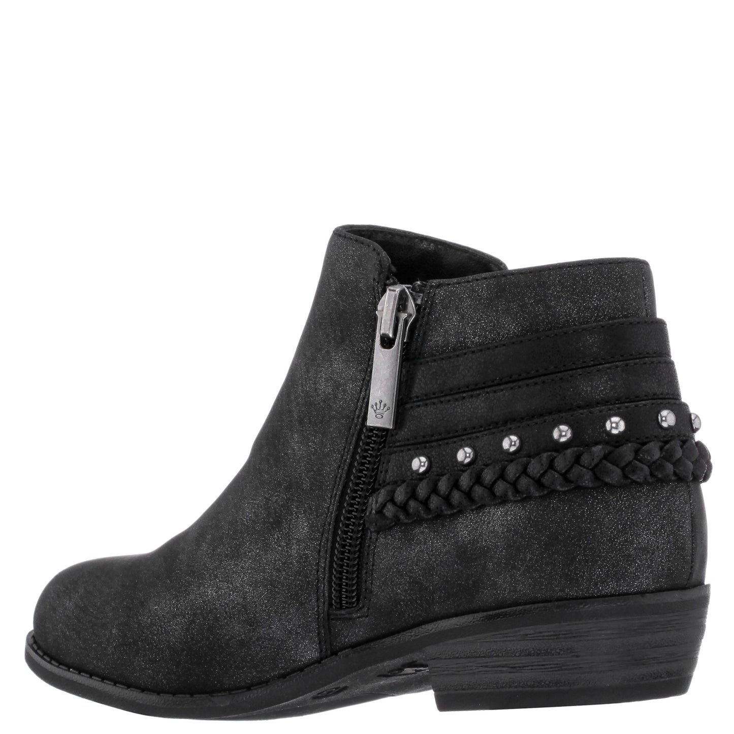 Girls Kassie Black Shimmer Inside Zip Ankle Boots | Nina Shoes