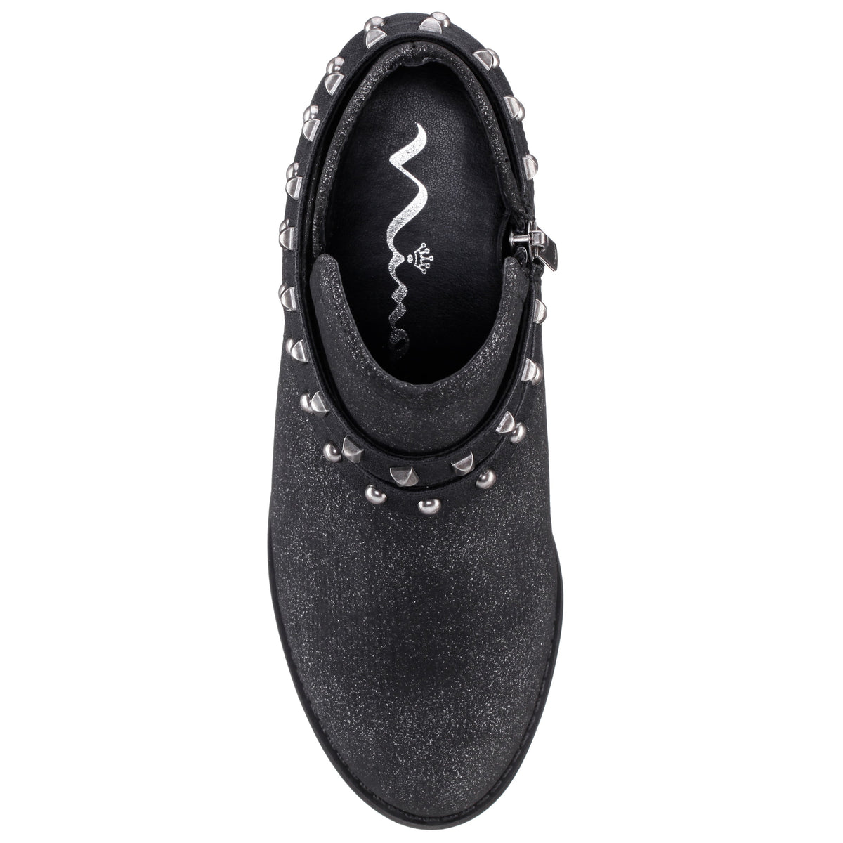 Girls Nicolena Black Shimmer Inside Zip Ankle Boots | Nina Shoes