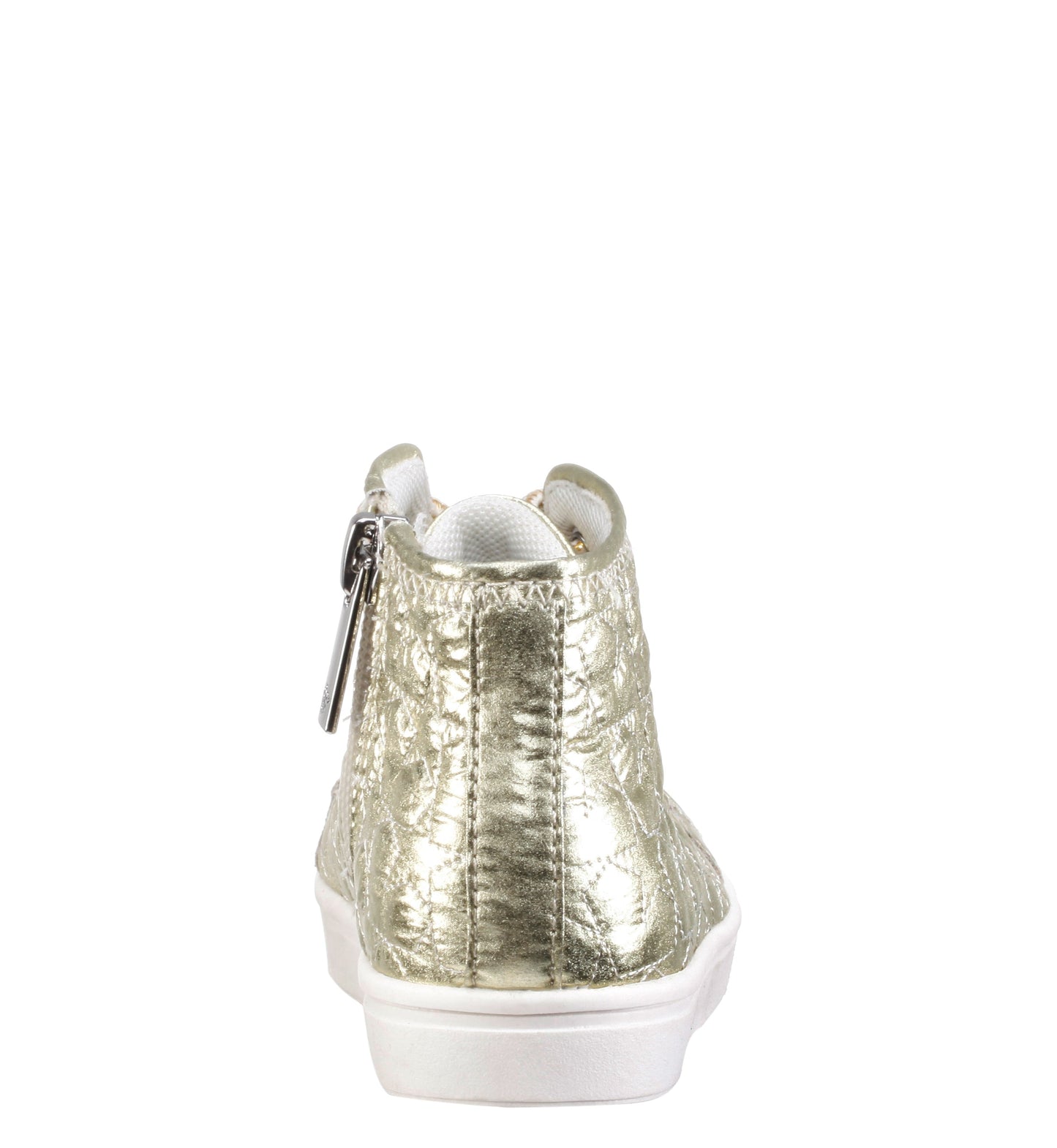 Girls Emaline Platino Quilted heart Side Zip Hightop Sneakers | Nina Shoes