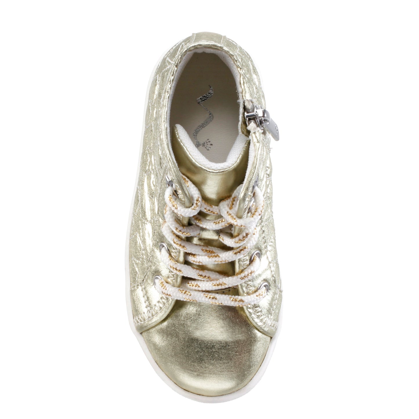 Girls Emaline Platino Quilted heart Side Zip Hightop Sneakers | Nina Shoes