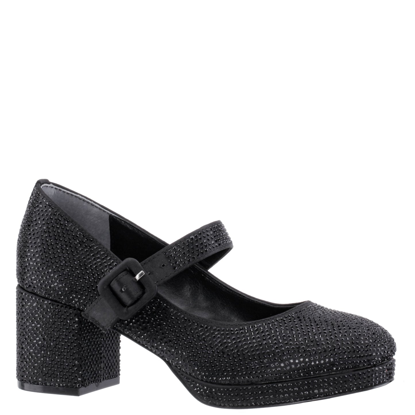 Girls Catalina2 Black Stone Adjustable Buckle Dress Shoe | Nina Shoes