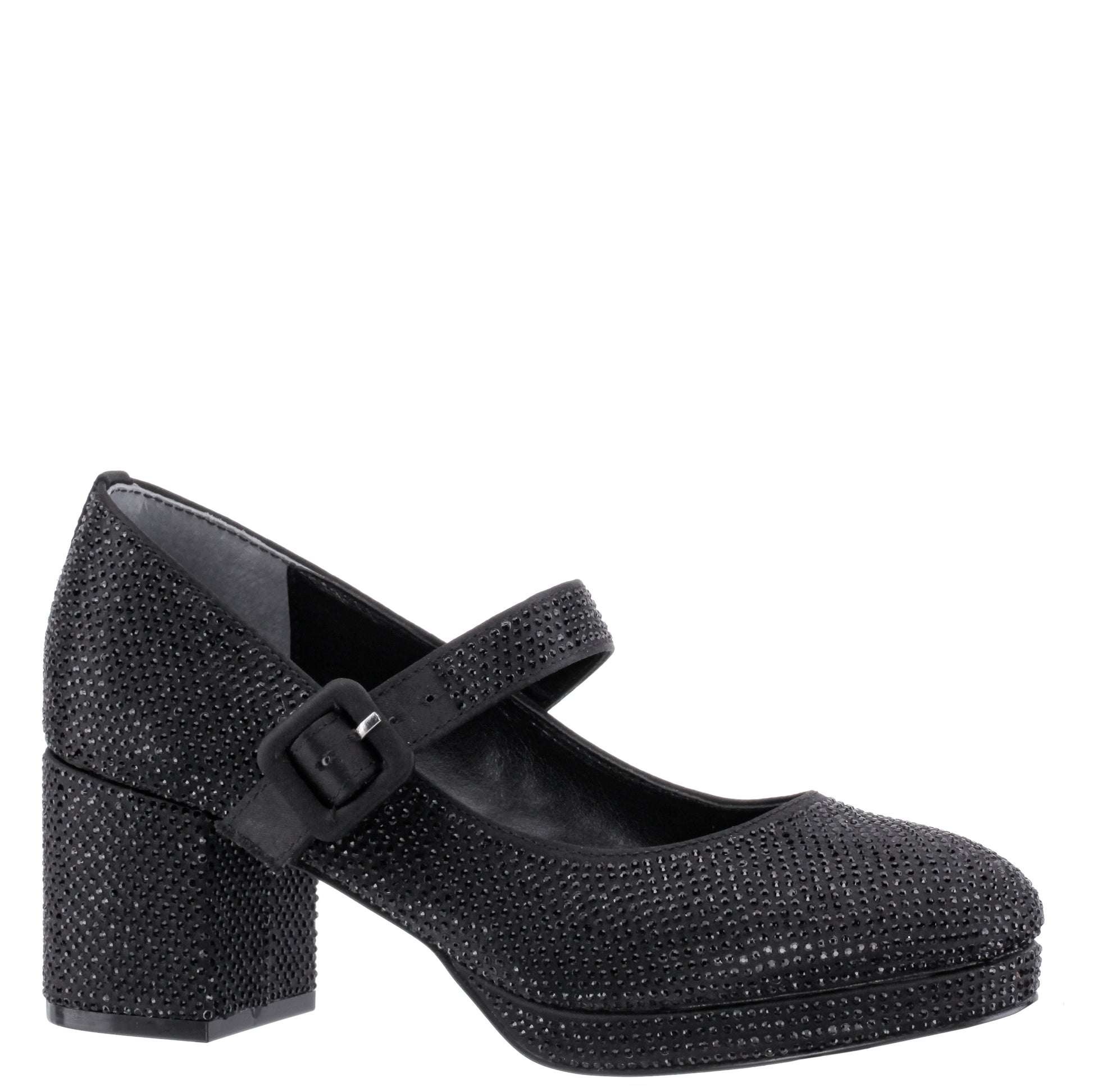 Girls Catalina2 Black Stone Adjustable Buckle Dress Shoe | Nina Shoes