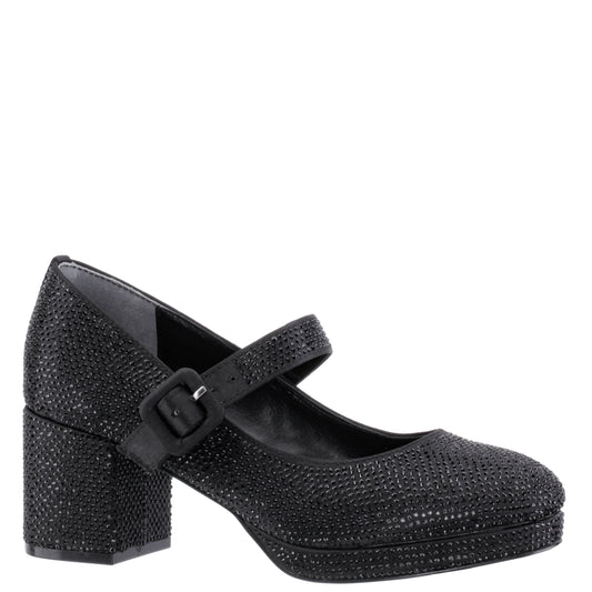 Girls Catalina2 Black Stone Adjustable Buckle Dress Shoe | Nina Shoes