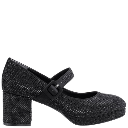 Girls Catalina2 Black Stone Adjustable Buckle Dress Shoe | Nina Shoes